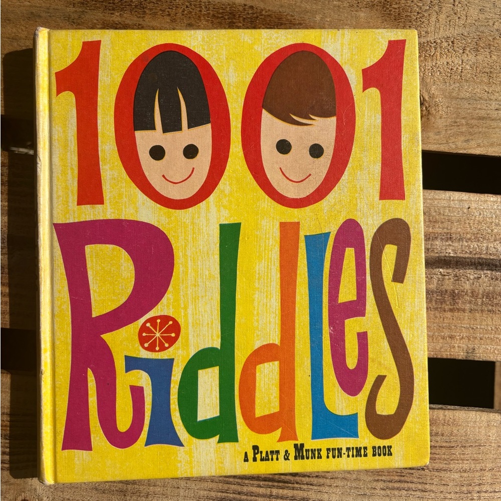 Vintage Platt & Munk Fun-Time Book 1001 Riddles Yellow Cover 1949 kid fun laughs